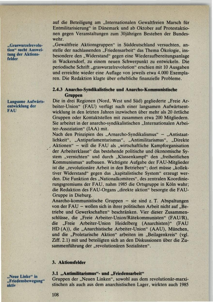 Seite 108 des Verfassungsschutzbericht 1985 Bund