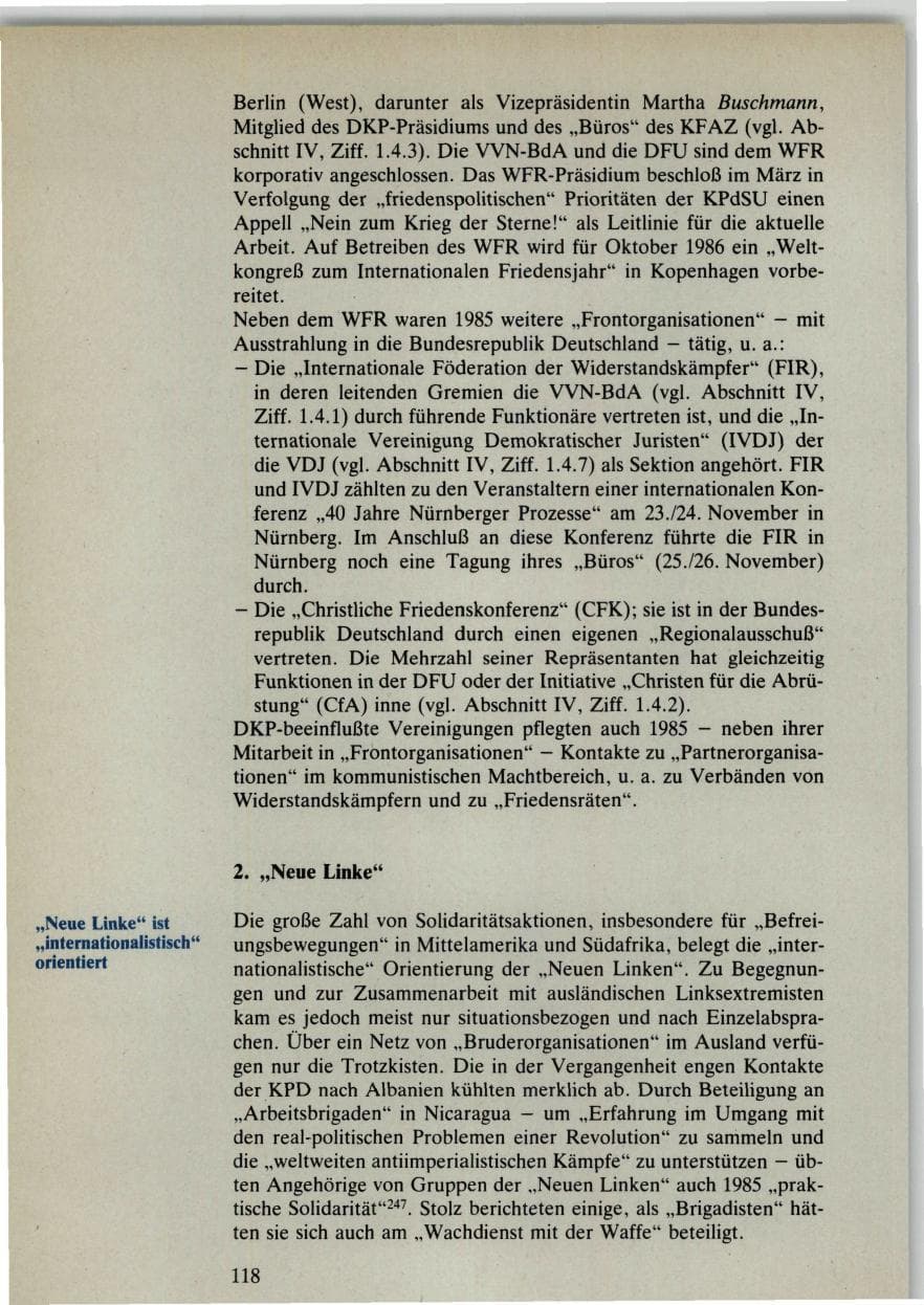 Seite 118 des Verfassungsschutzbericht 1985 Bund