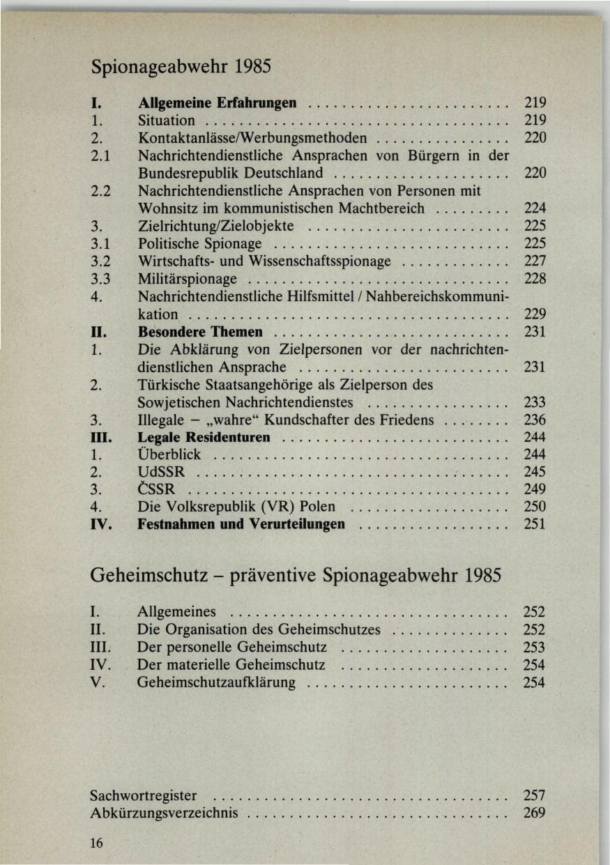 Seite 16 des Verfassungsschutzbericht 1985 Bund
