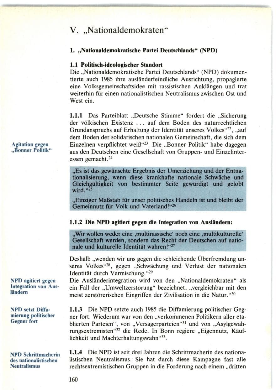 Seite 160 des Verfassungsschutzbericht 1985 Bund