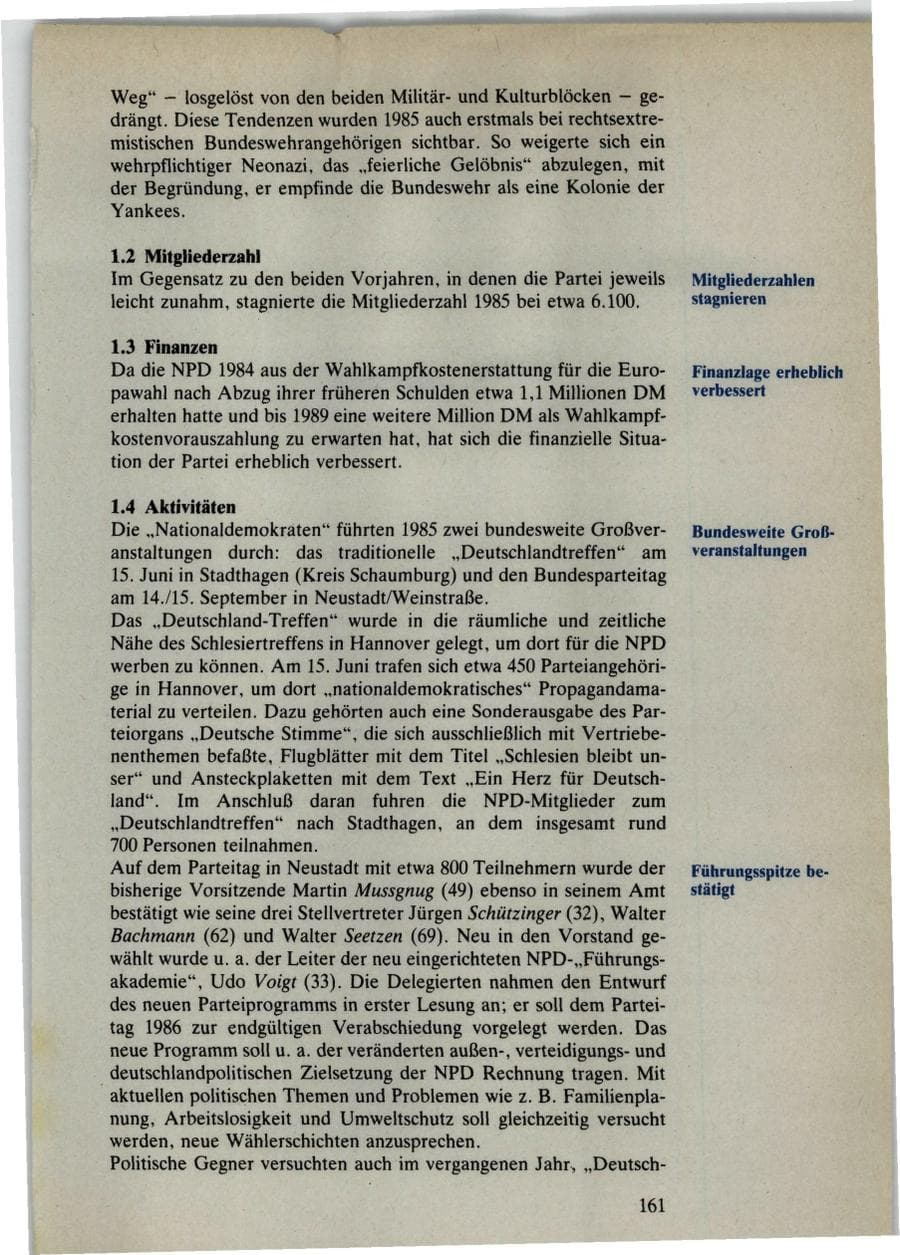 Seite 161 des Verfassungsschutzbericht 1985 Bund