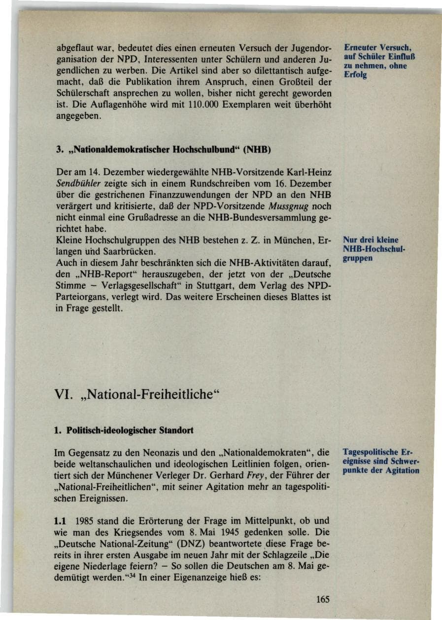 Seite 165 des Verfassungsschutzbericht 1985 Bund