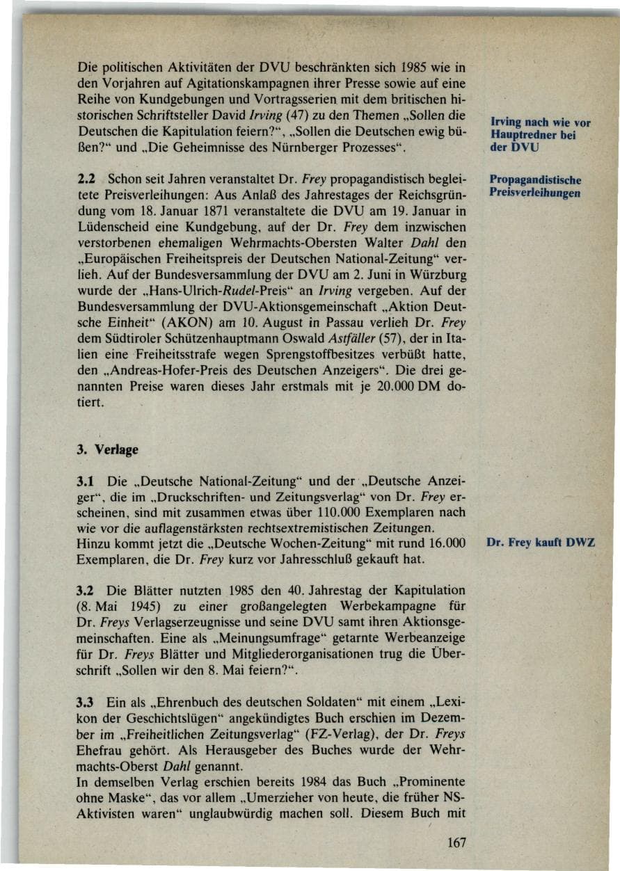 Seite 167 des Verfassungsschutzbericht 1985 Bund
