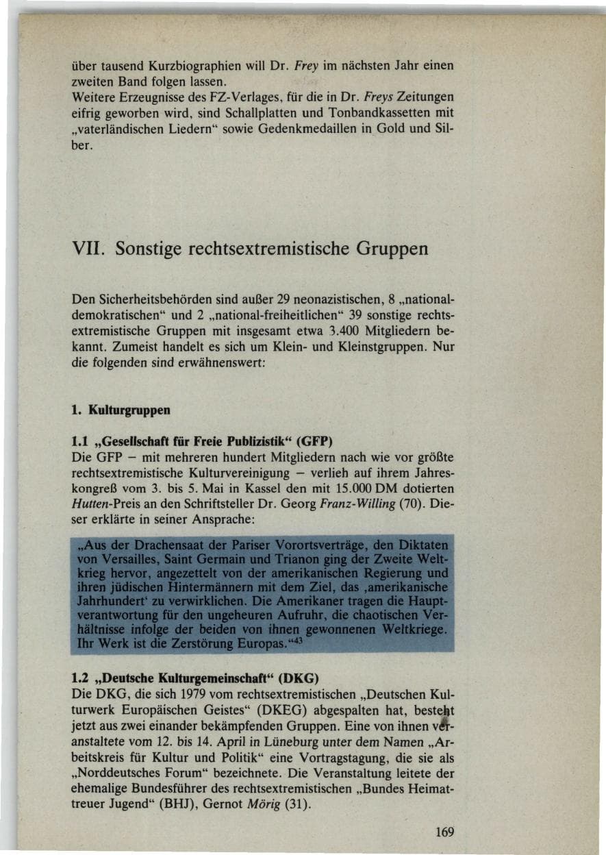 Seite 169 des Verfassungsschutzbericht 1985 Bund