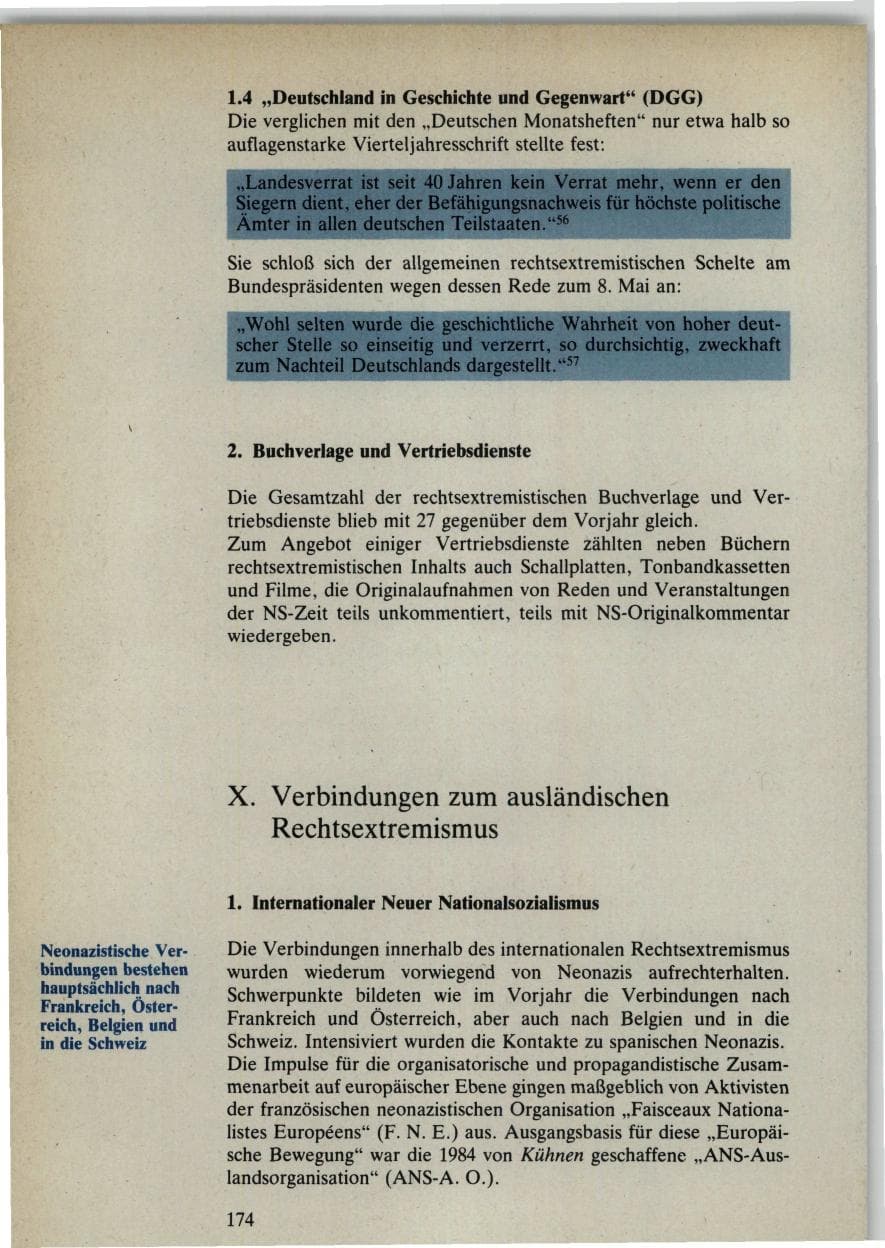 Seite 174 des Verfassungsschutzbericht 1985 Bund