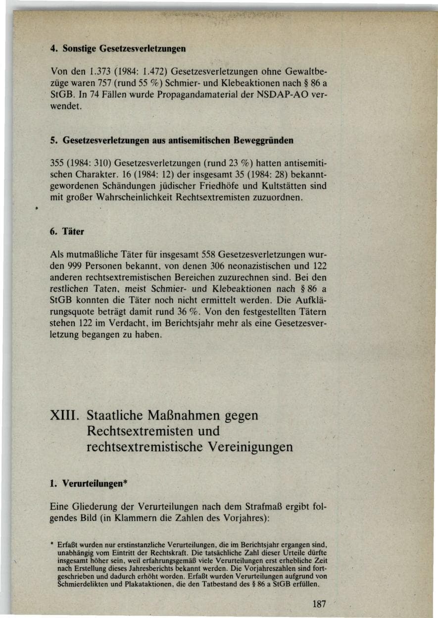 Seite 185 des Verfassungsschutzbericht 1985 Bund