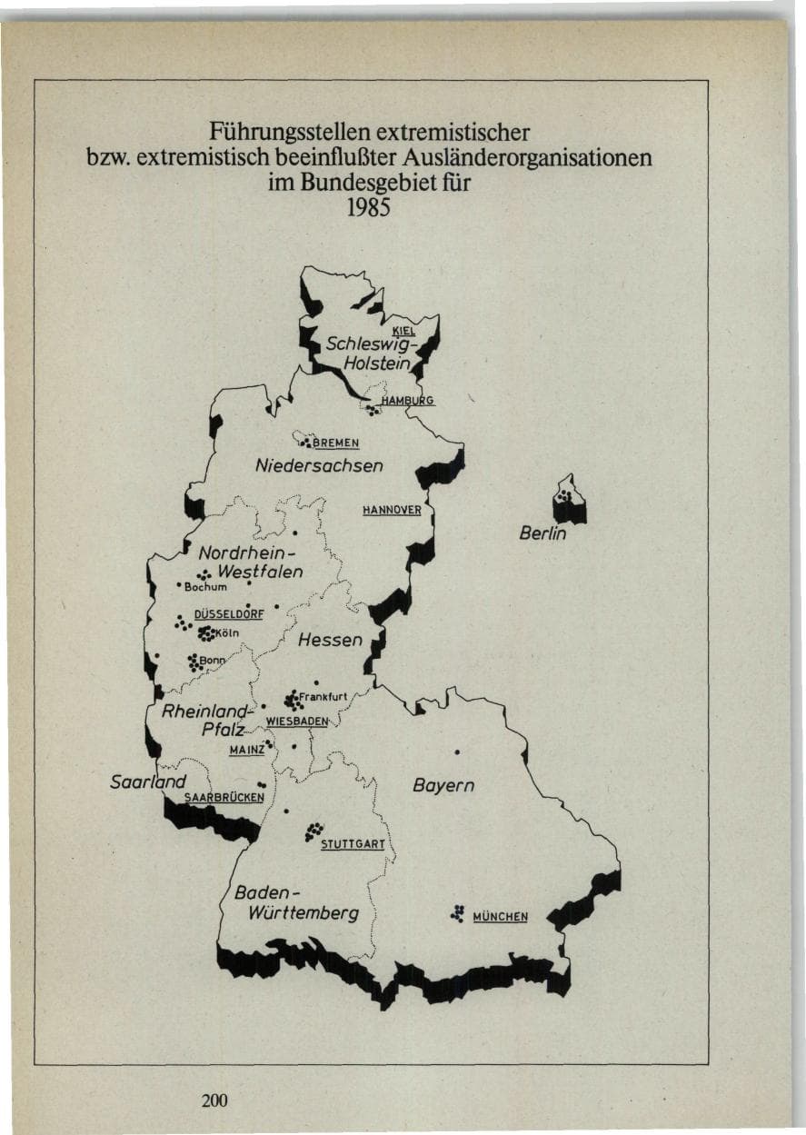 Seite 198 des Verfassungsschutzbericht 1985 Bund