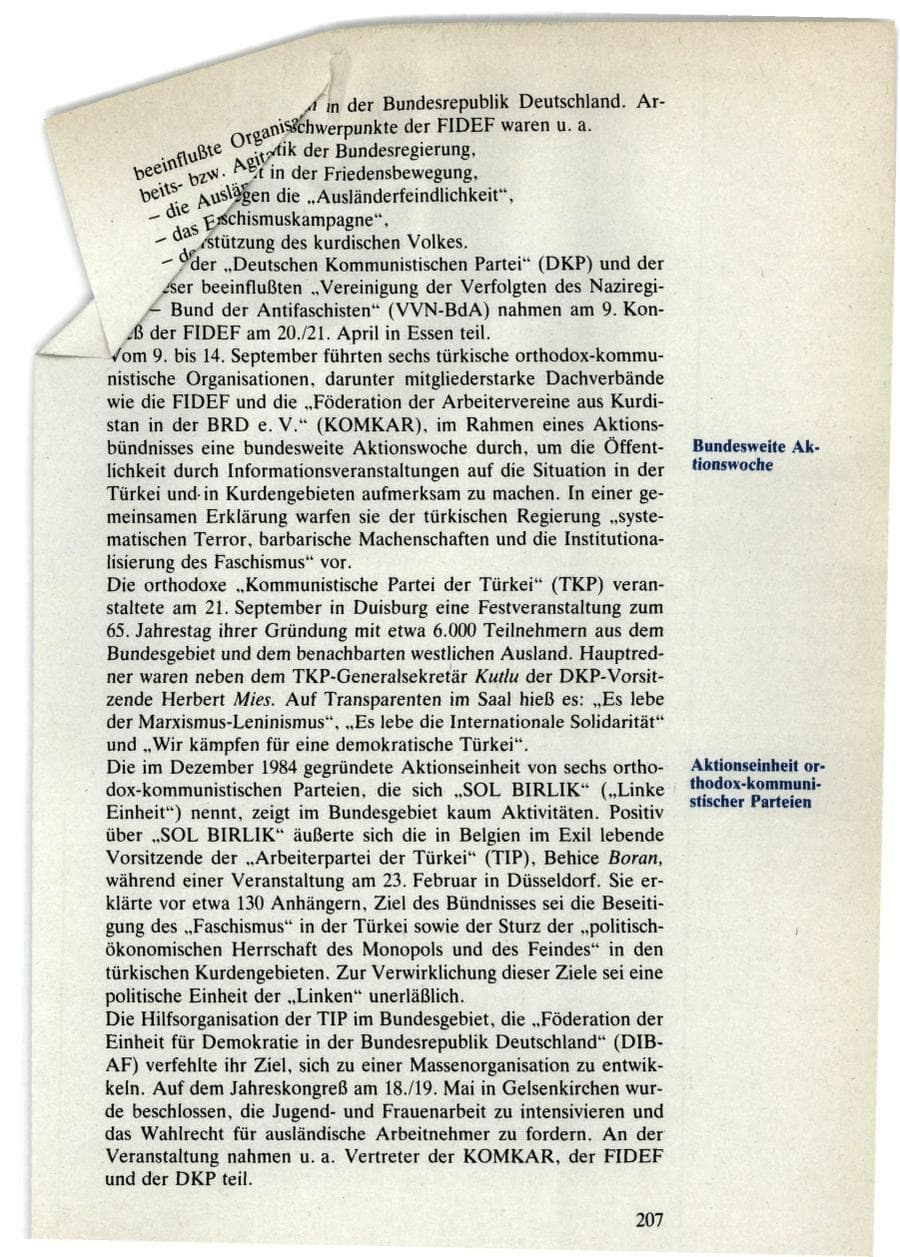 Seite 205 des Verfassungsschutzbericht 1985 Bund