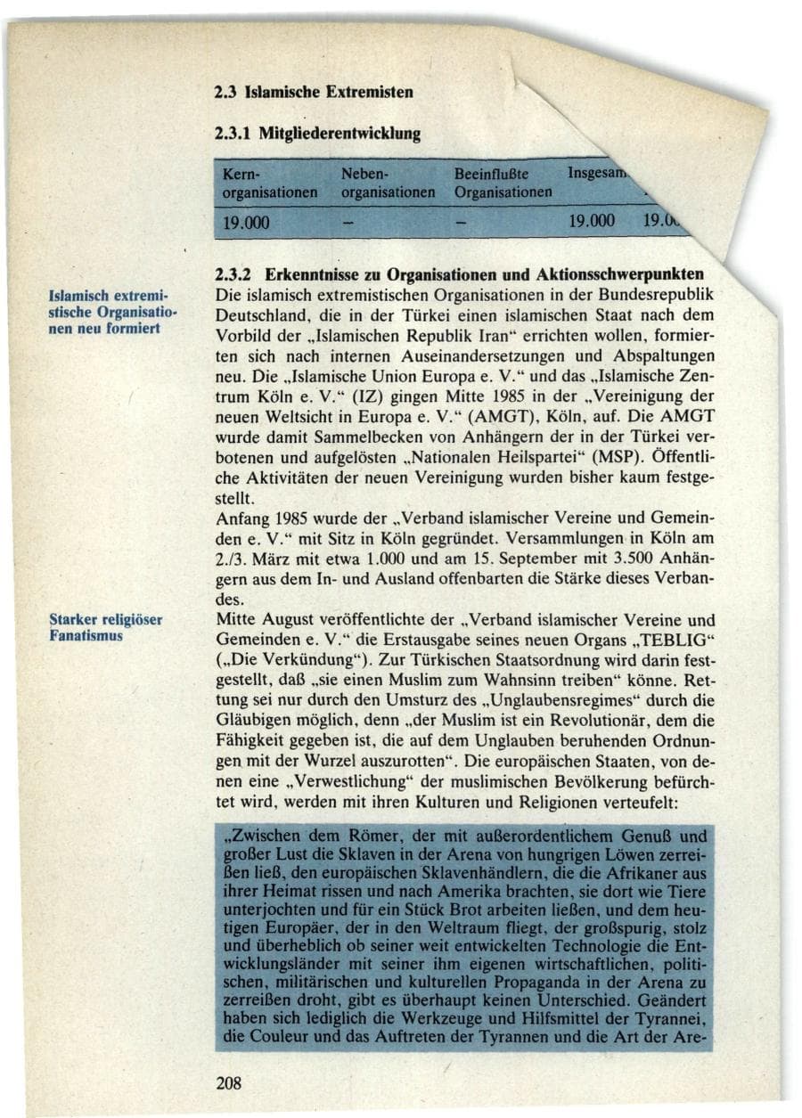 Seite 206 des Verfassungsschutzbericht 1985 Bund