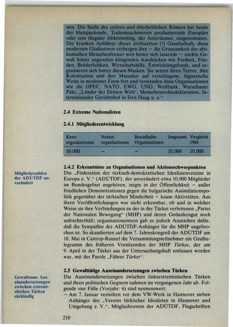 Seite 208 des Verfassungsschutzbericht 1985 Bund