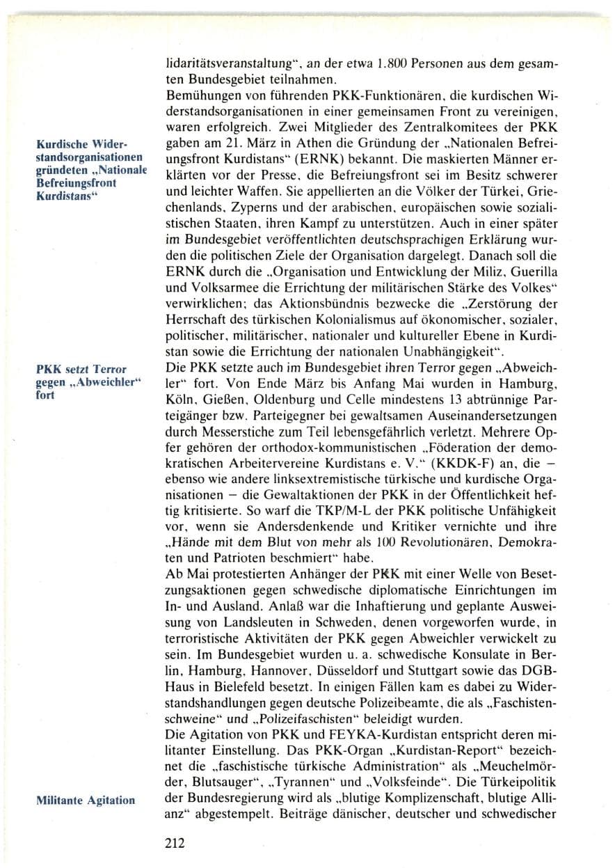 Seite 210 des Verfassungsschutzbericht 1985 Bund