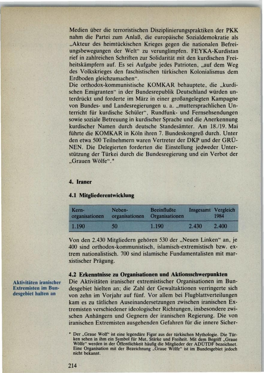 Seite 212 des Verfassungsschutzbericht 1985 Bund