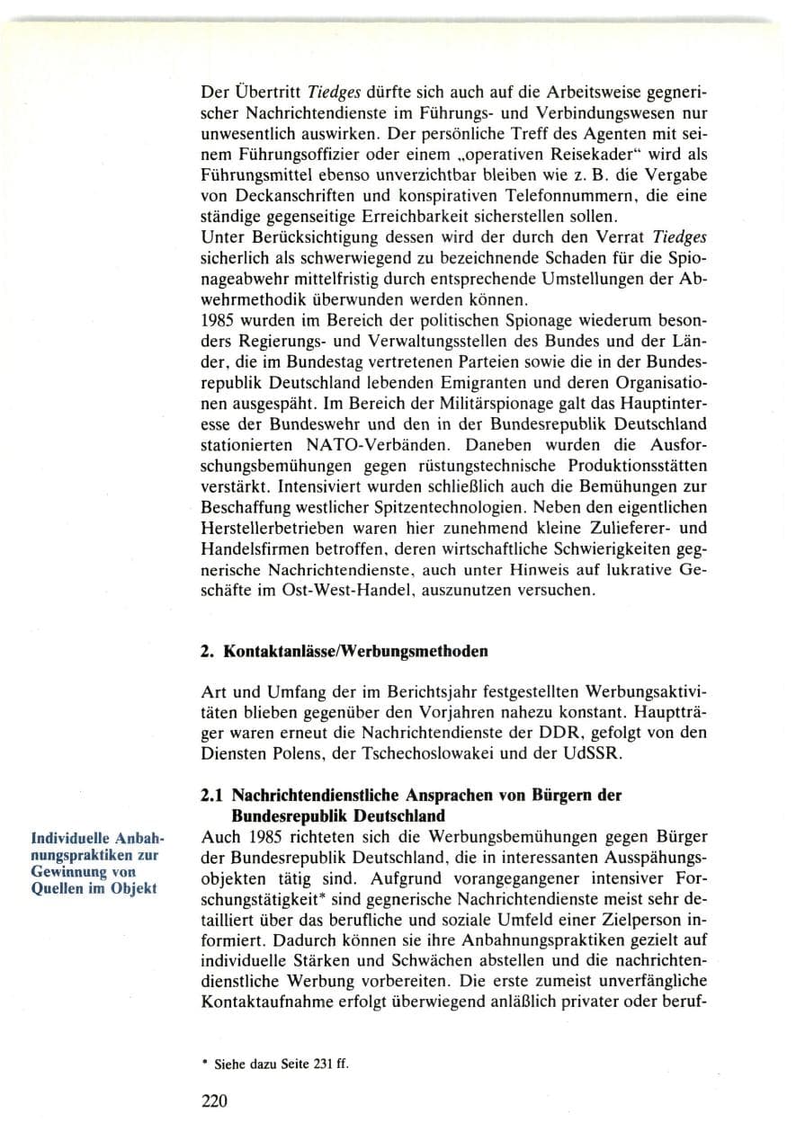 Seite 218 des Verfassungsschutzbericht 1985 Bund