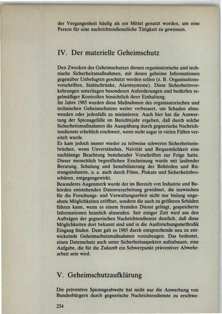 Seite 252 des Verfassungsschutzbericht 1985 Bund
