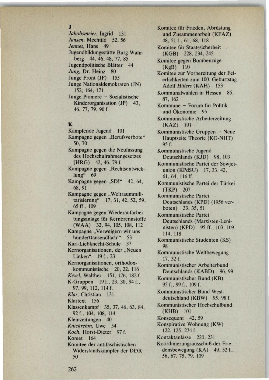 Seite 260 des Verfassungsschutzbericht 1985 Bund