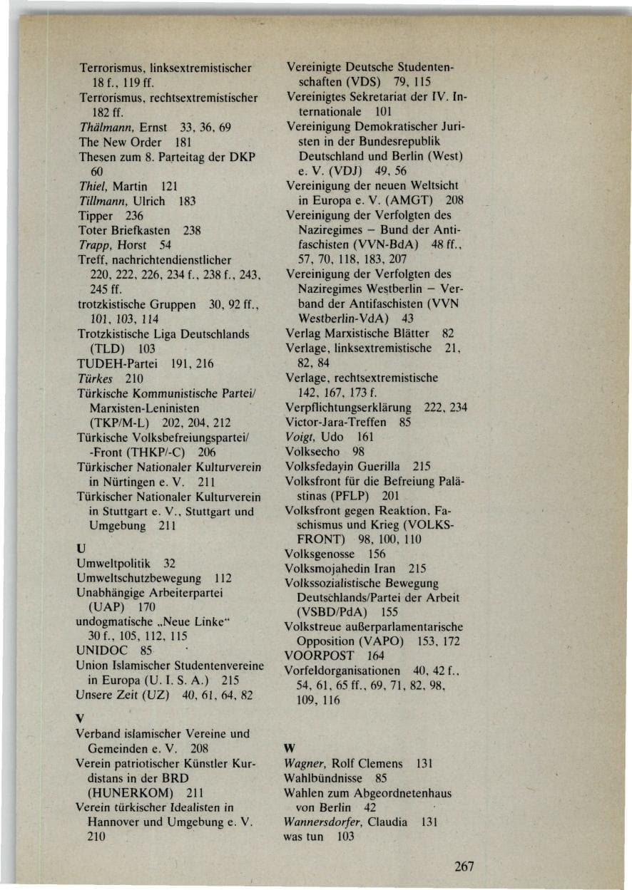 Seite 265 des Verfassungsschutzbericht 1985 Bund
