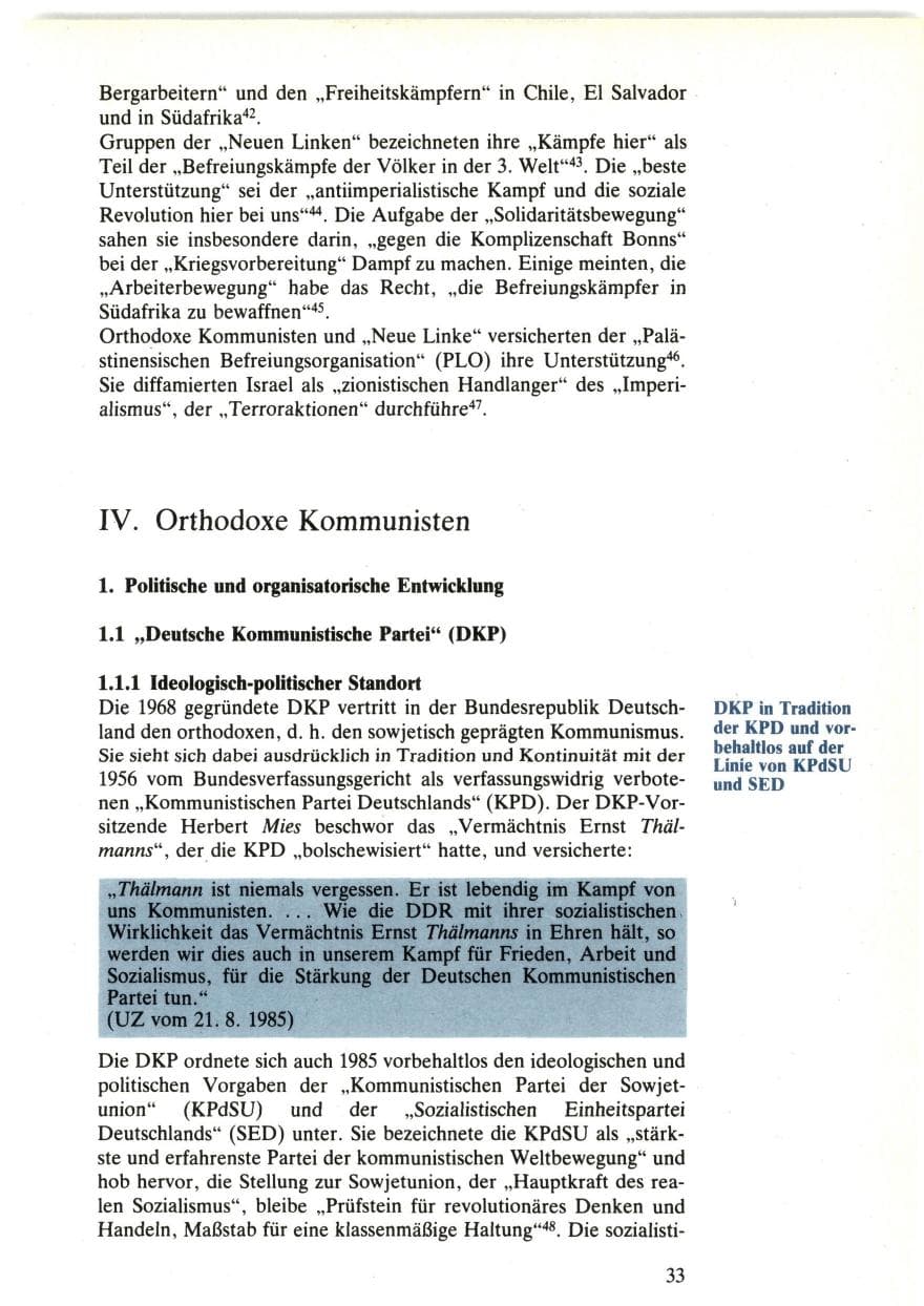 Seite 33 des Verfassungsschutzbericht 1985 Bund