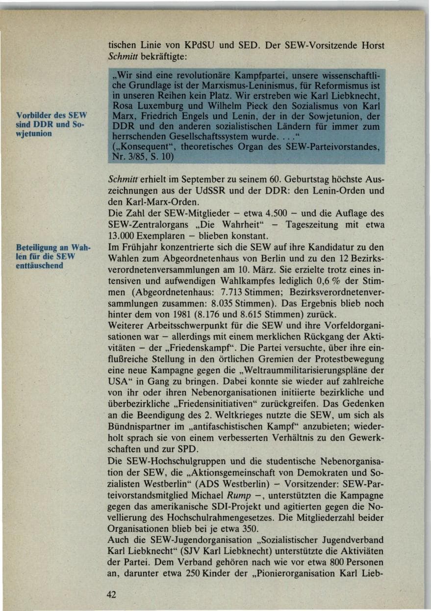 Seite 42 des Verfassungsschutzbericht 1985 Bund