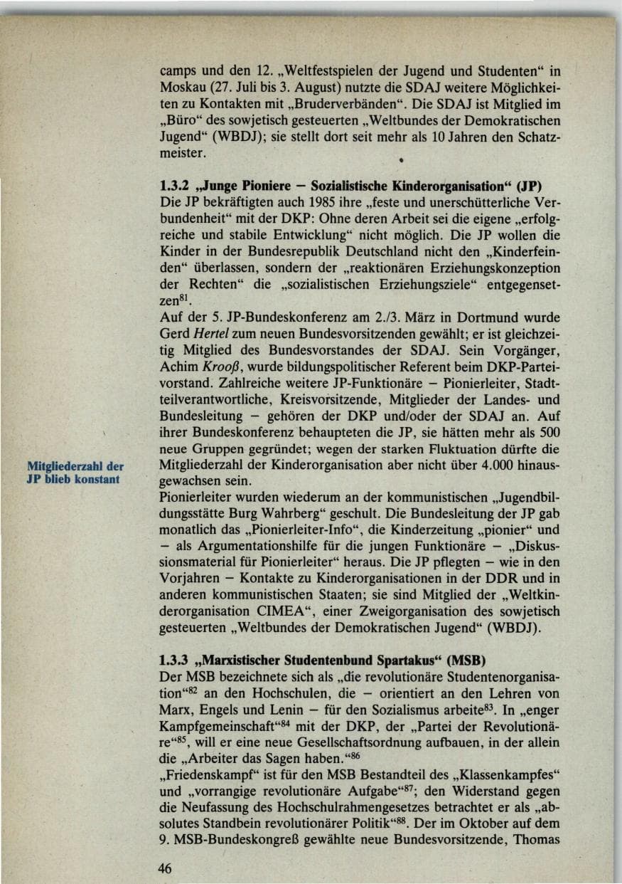 Seite 46 des Verfassungsschutzbericht 1985 Bund