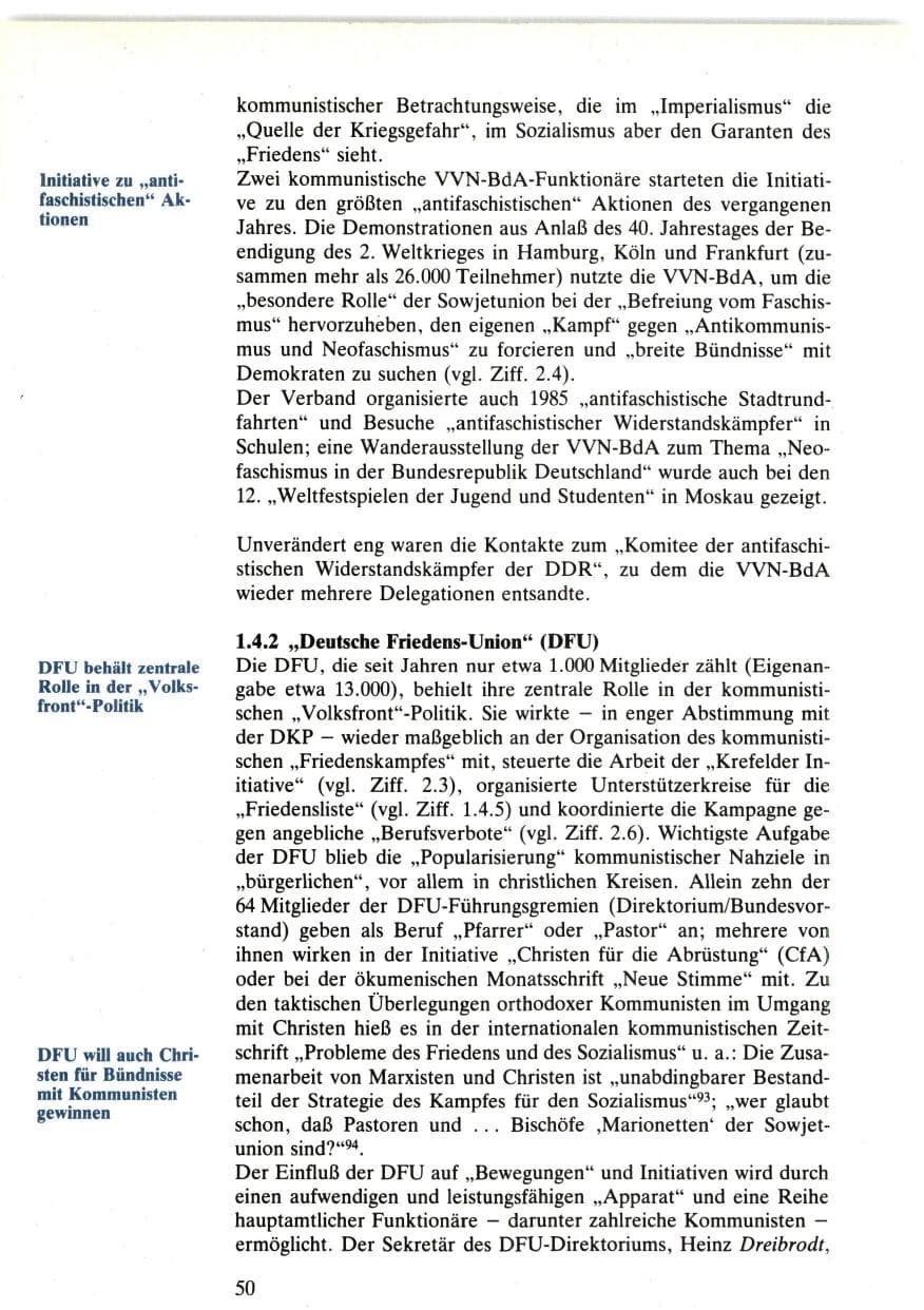 Seite 50 des Verfassungsschutzbericht 1985 Bund