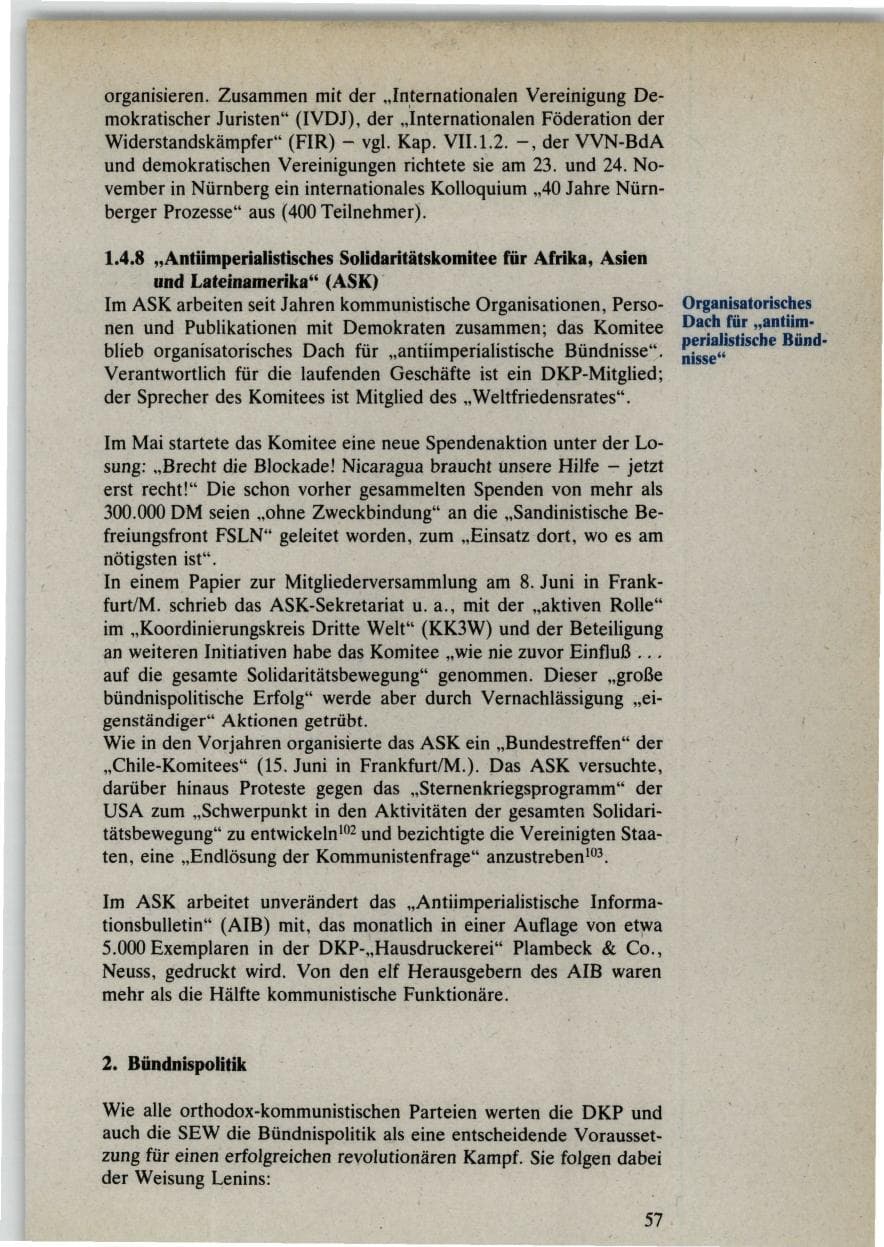 Seite 57 des Verfassungsschutzbericht 1985 Bund