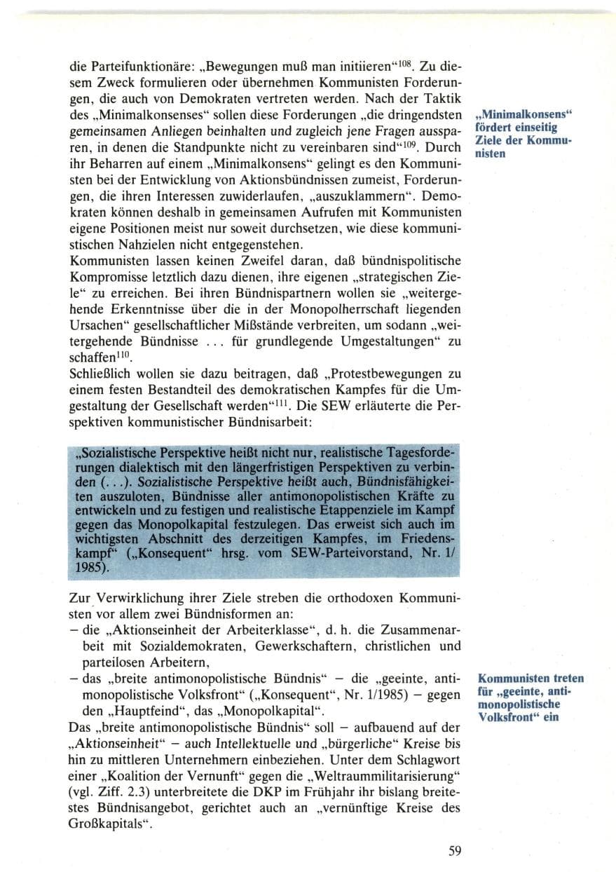 Seite 59 des Verfassungsschutzbericht 1985 Bund