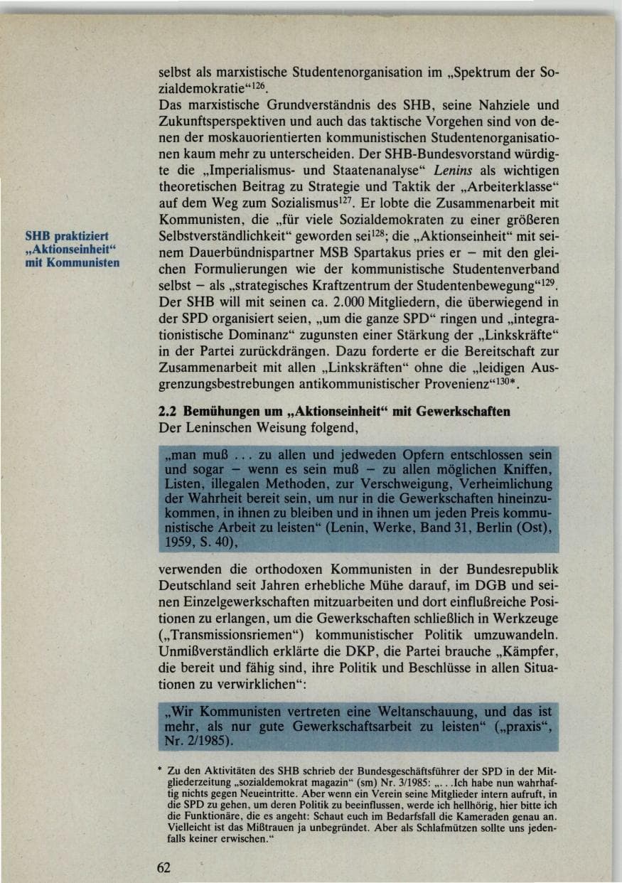 Seite 62 des Verfassungsschutzbericht 1985 Bund