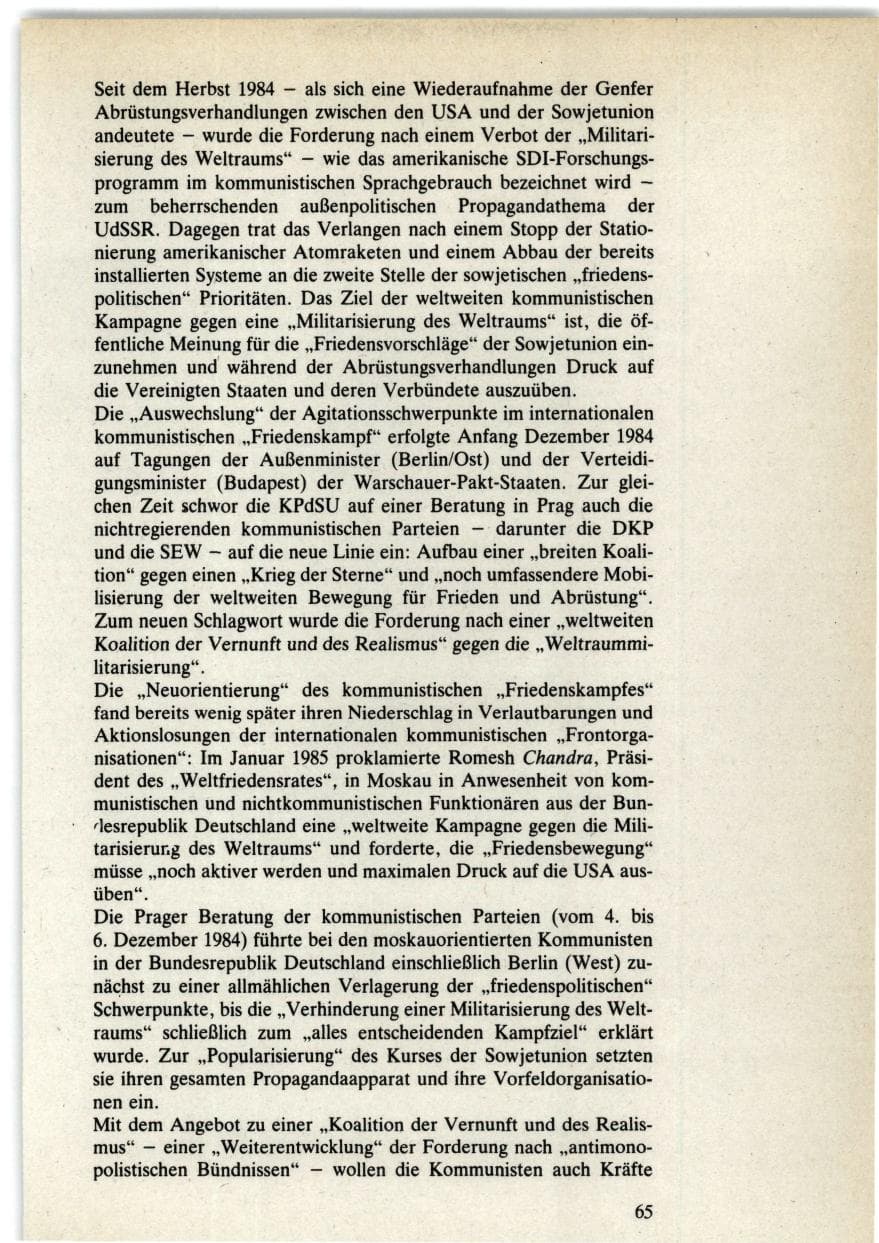 Seite 65 des Verfassungsschutzbericht 1985 Bund