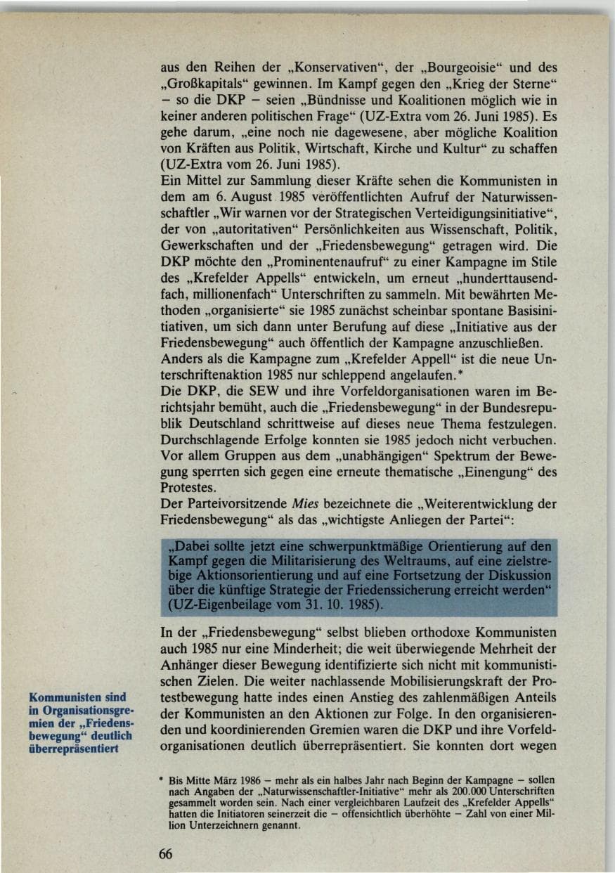 Seite 66 des Verfassungsschutzbericht 1985 Bund