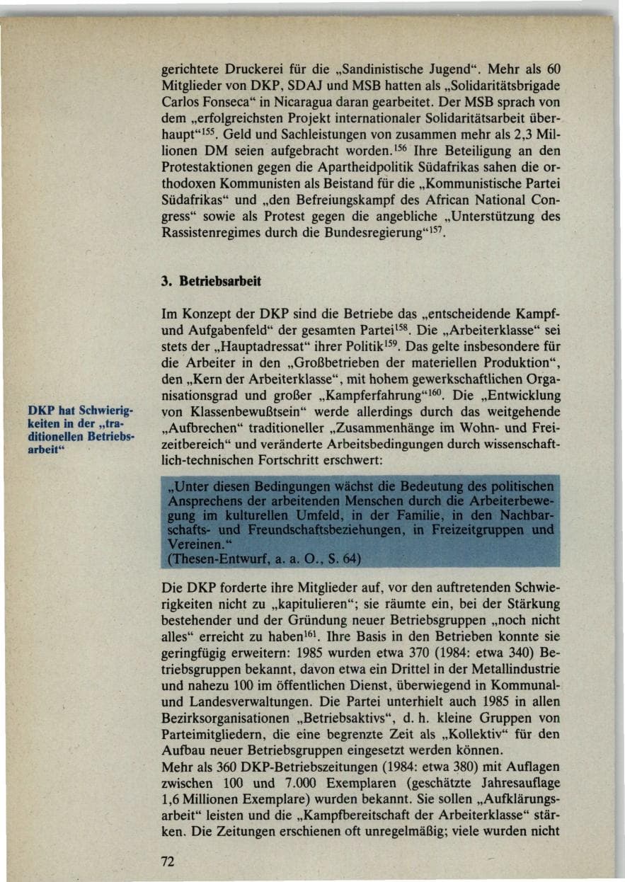 Seite 72 des Verfassungsschutzbericht 1985 Bund