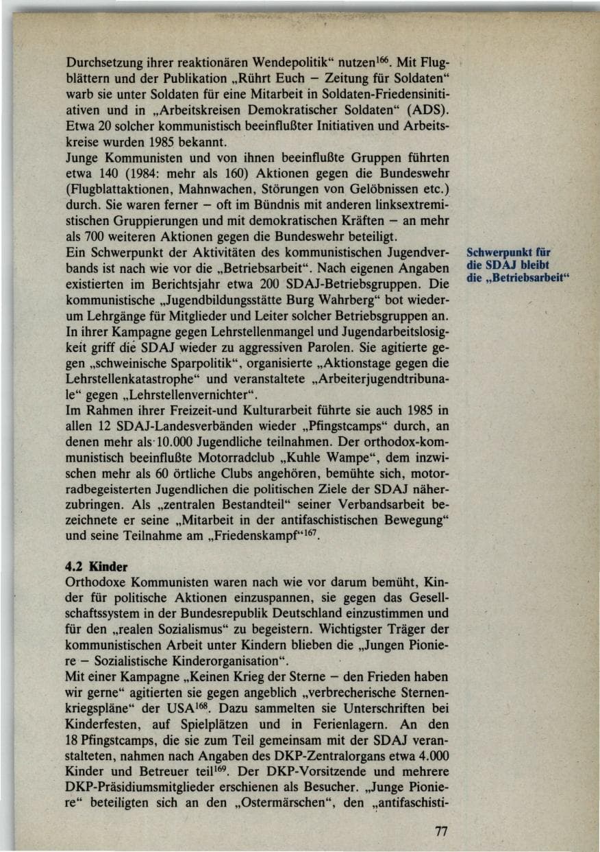 Seite 77 des Verfassungsschutzbericht 1985 Bund