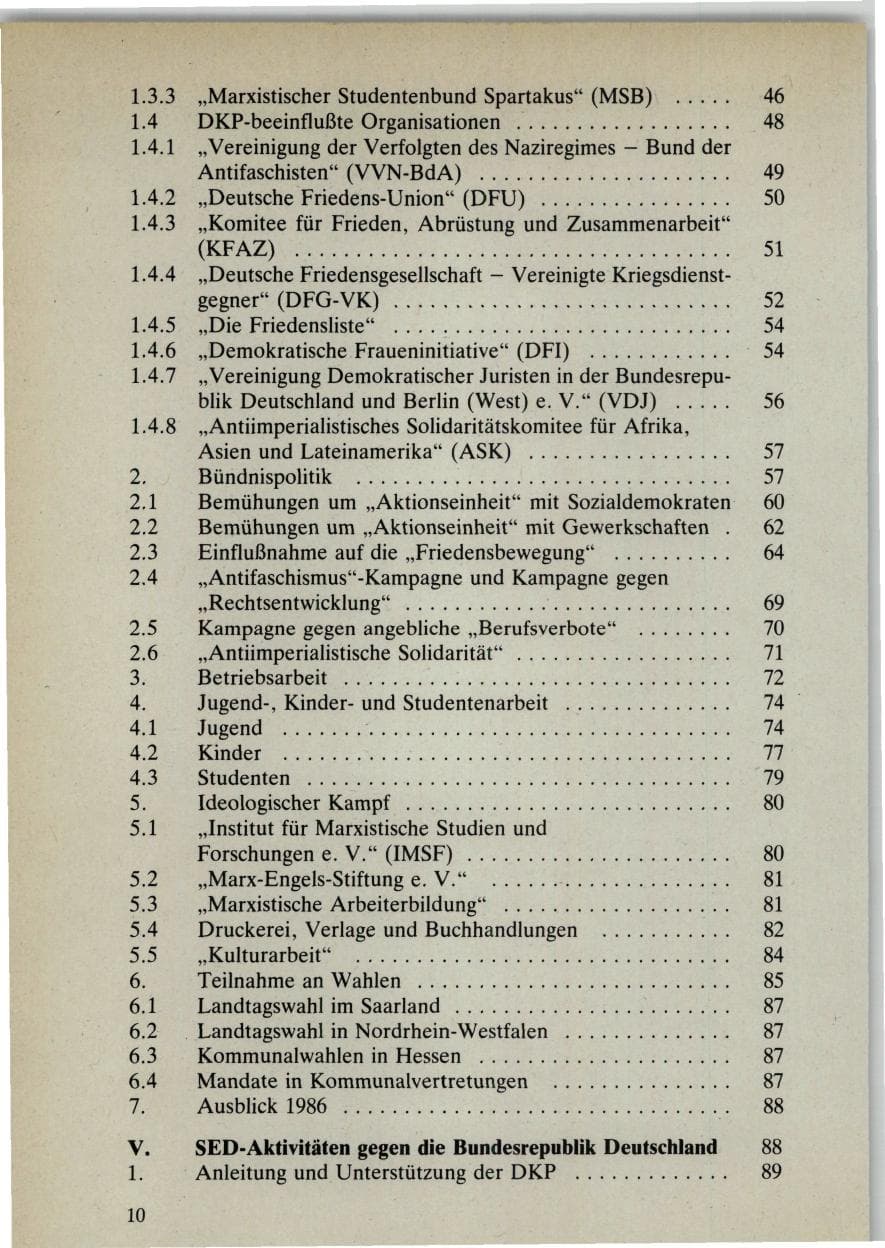 Seite 10 des Verfassungsschutzbericht 1985 Bund