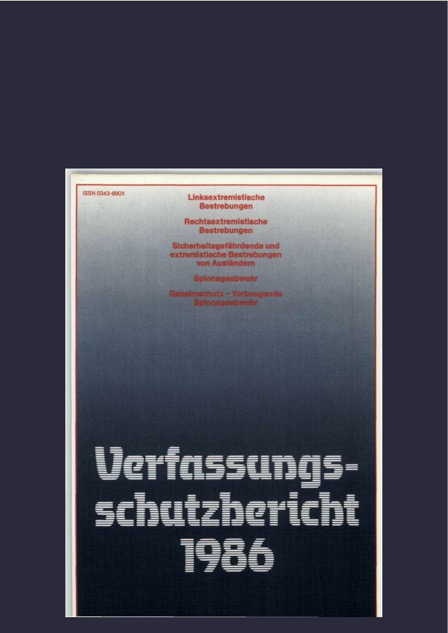 Seite 1 des Verfassungsschutzbericht 1986 Bund