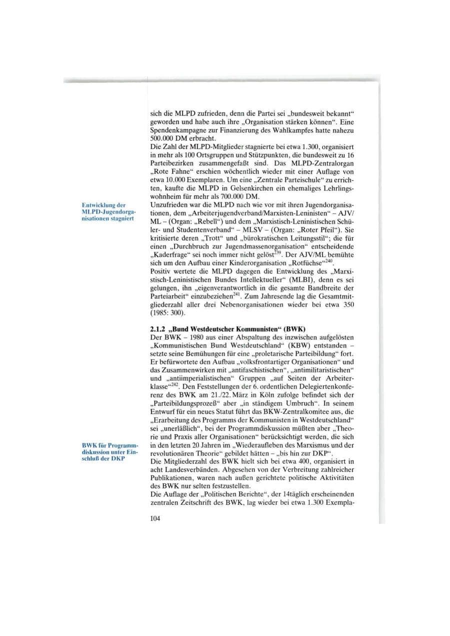 Seite 104 des Verfassungsschutzbericht 1986 Bund