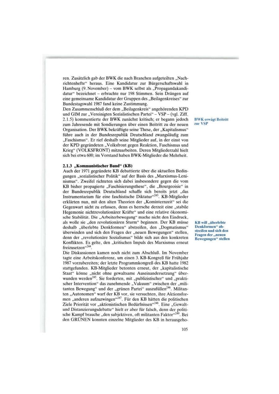 Seite 105 des Verfassungsschutzbericht 1986 Bund