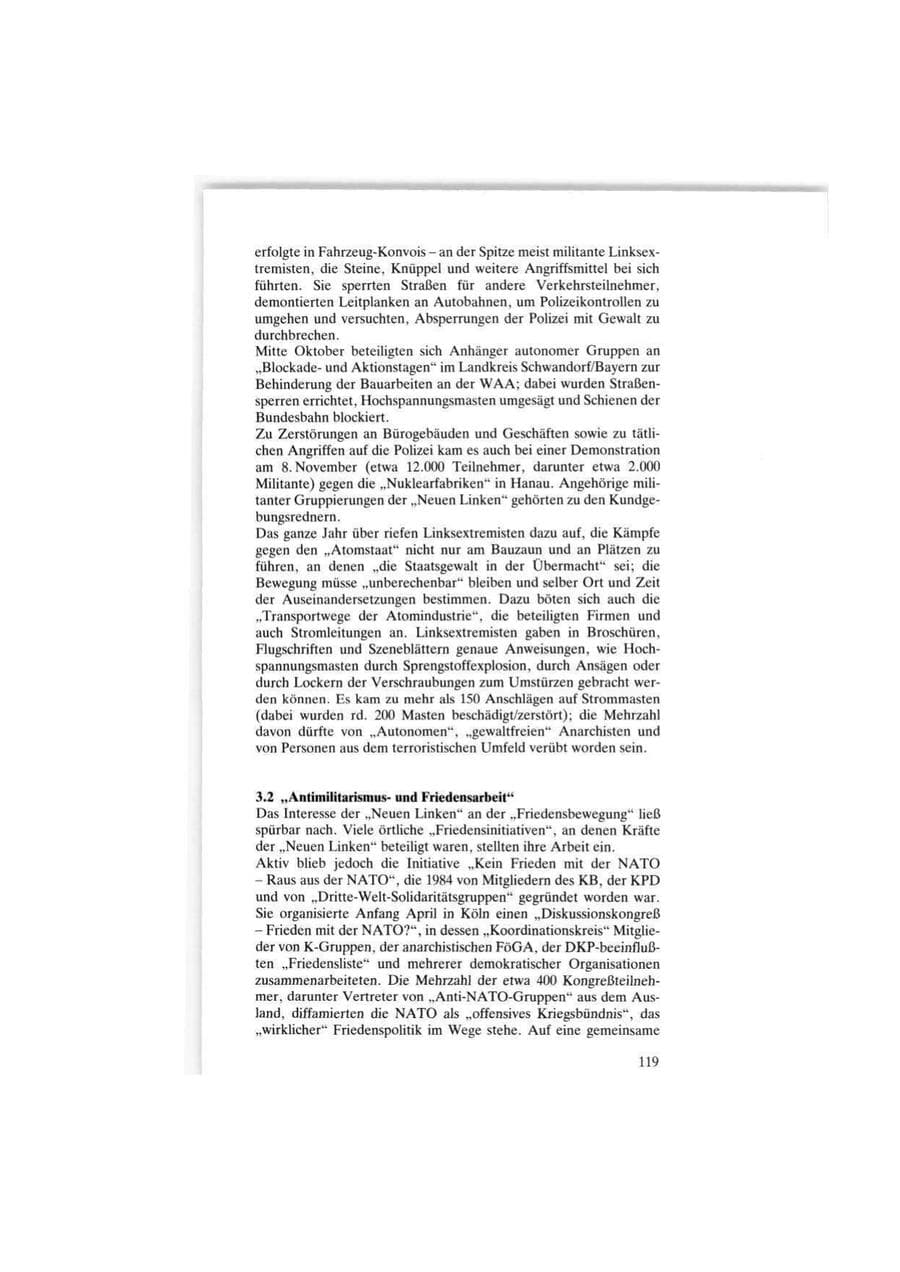Seite 119 des Verfassungsschutzbericht 1986 Bund
