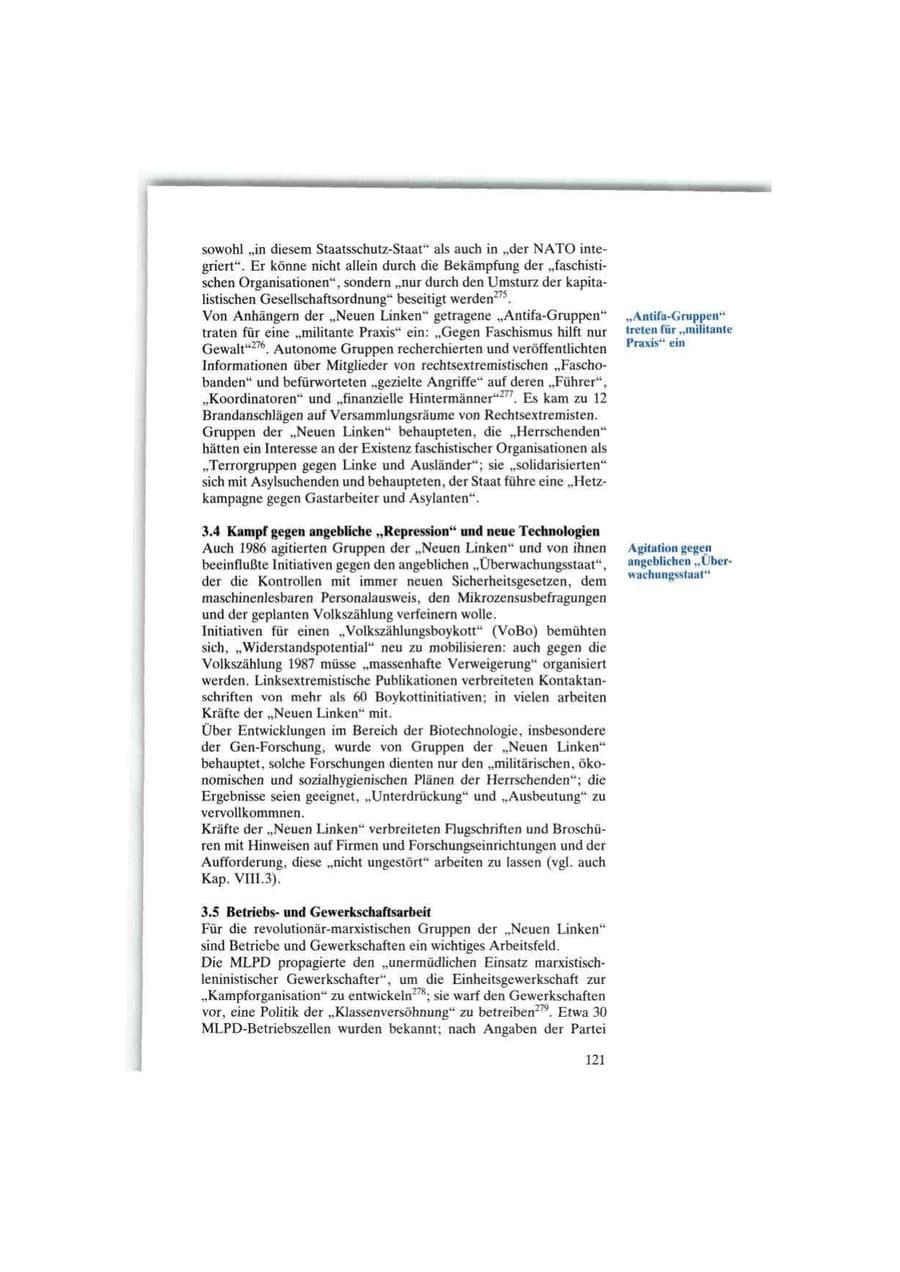 Seite 121 des Verfassungsschutzbericht 1986 Bund