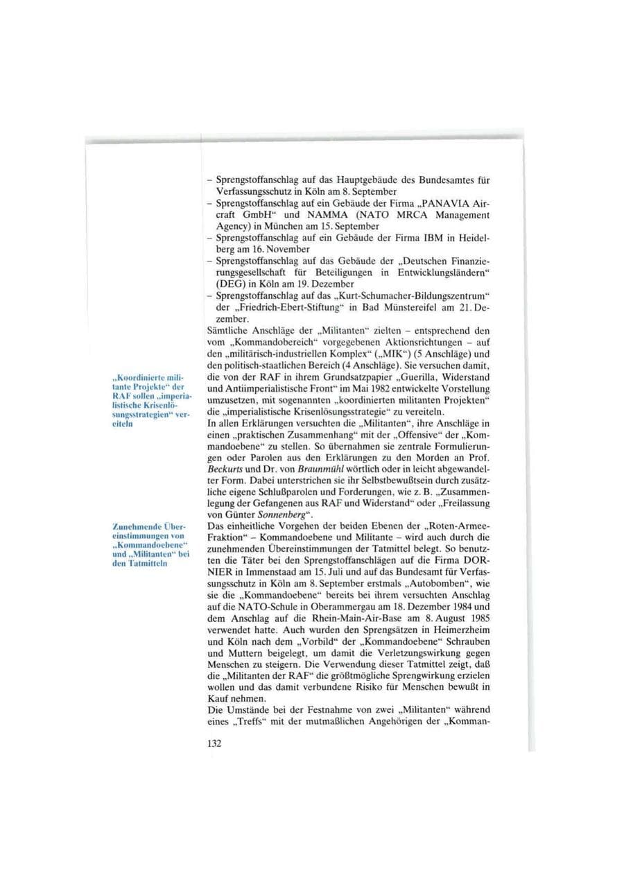 Seite 132 des Verfassungsschutzbericht 1986 Bund