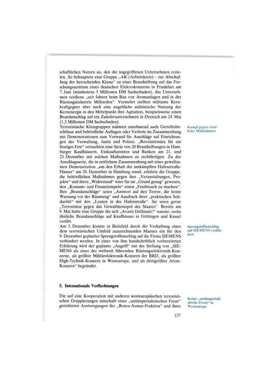 Seite 137 des Verfassungsschutzbericht 1986 Bund