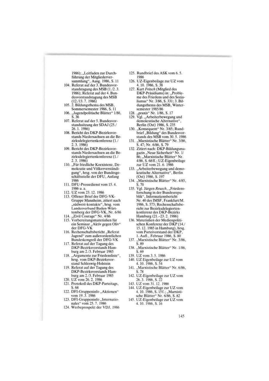 Seite 145 des Verfassungsschutzbericht 1986 Bund