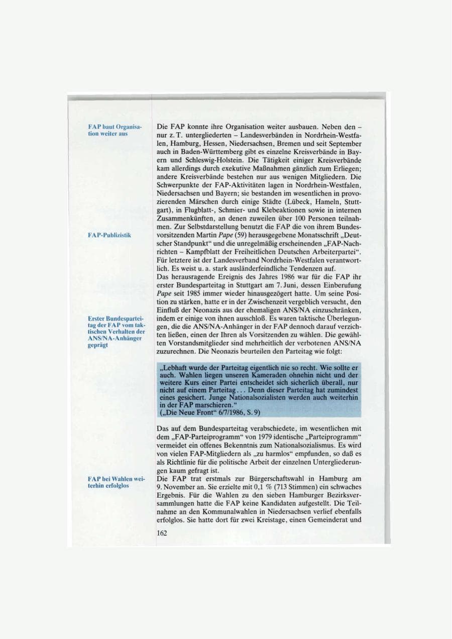 Seite 162 des Verfassungsschutzbericht 1986 Bund