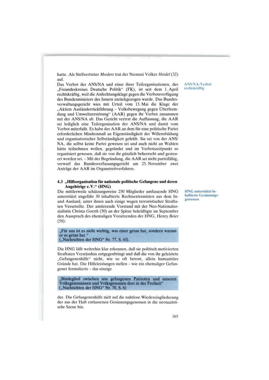 Seite 165 des Verfassungsschutzbericht 1986 Bund