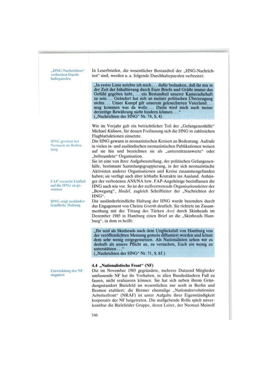 Seite 166 des Verfassungsschutzbericht 1986 Bund
