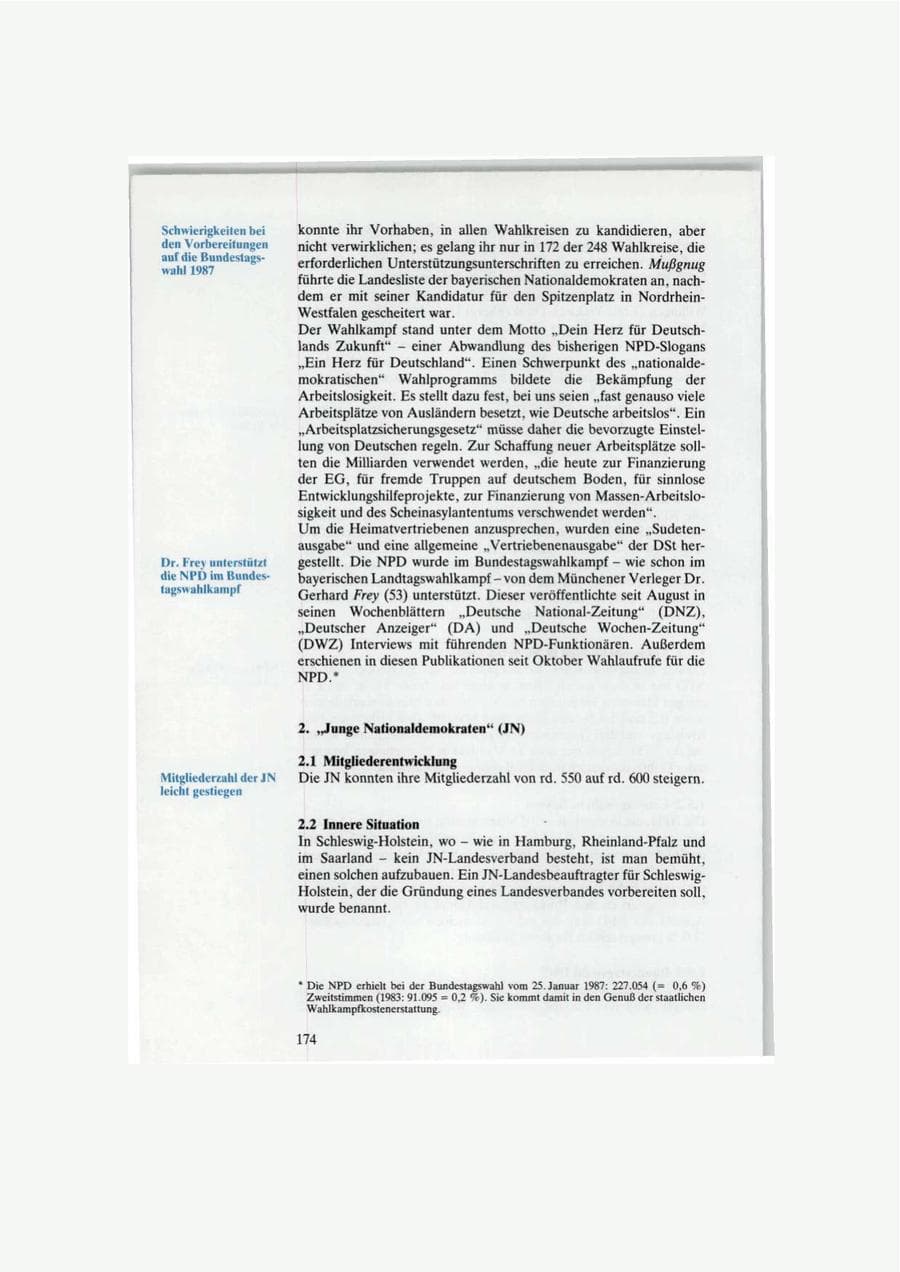 Seite 174 des Verfassungsschutzbericht 1986 Bund