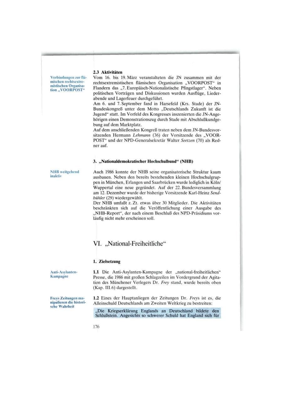 Seite 176 des Verfassungsschutzbericht 1986 Bund