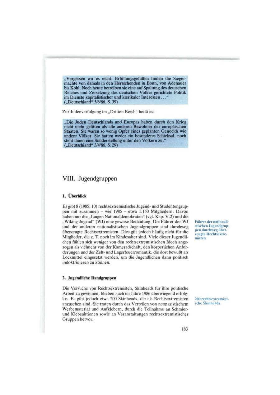 Seite 183 des Verfassungsschutzbericht 1986 Bund