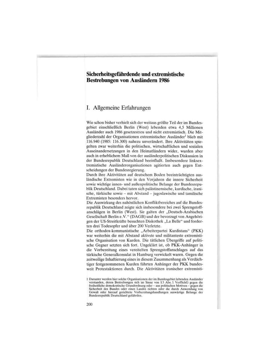 Seite 200 des Verfassungsschutzbericht 1986 Bund