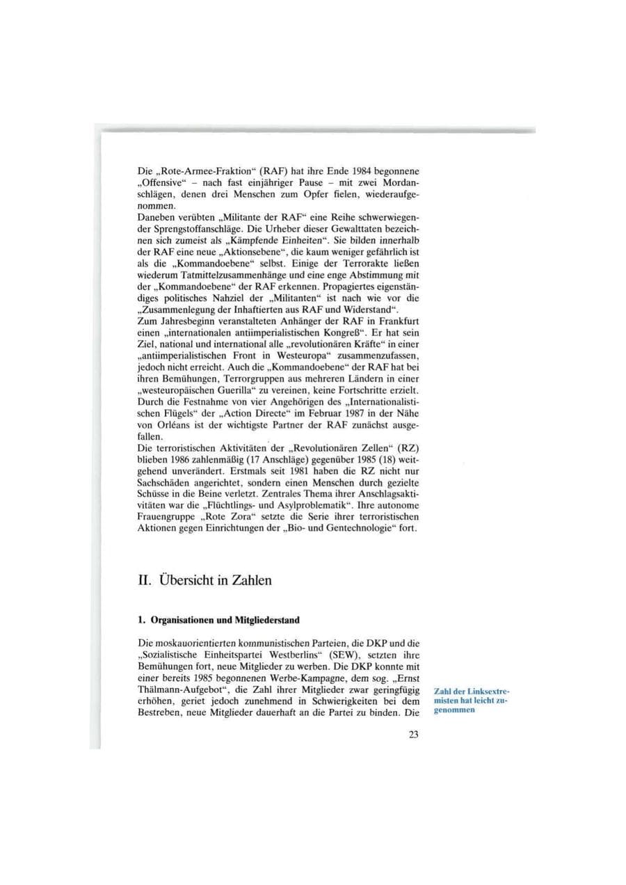 Seite 23 des Verfassungsschutzbericht 1986 Bund