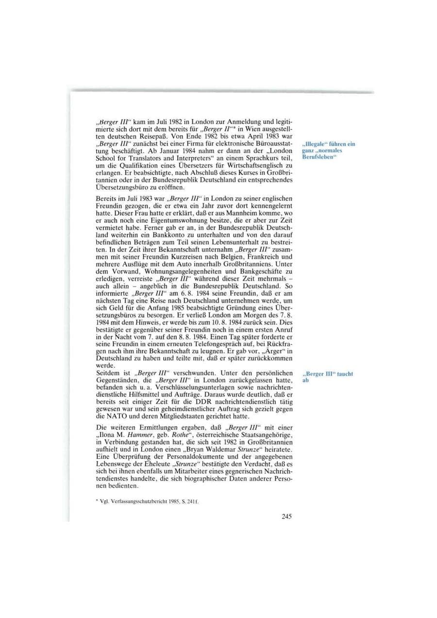 Seite 245 des Verfassungsschutzbericht 1986 Bund