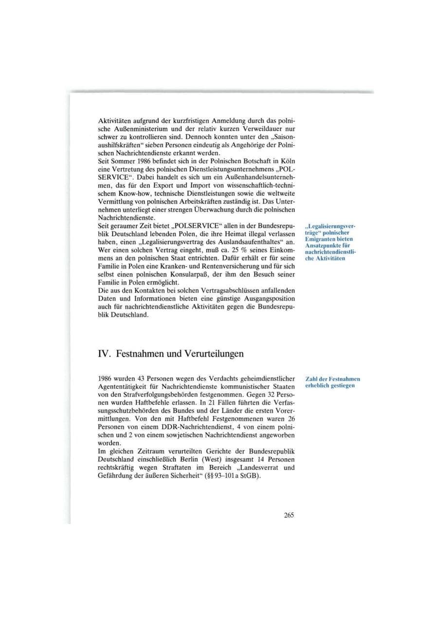 Seite 265 des Verfassungsschutzbericht 1986 Bund